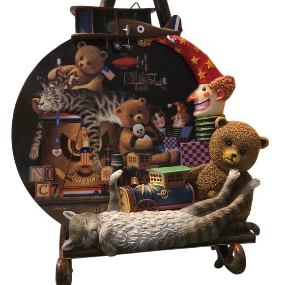 "Tabbies and Teddies" By Charles Wysocki Purrfect Collections Cat Wall Decor - Picture 1 of 4